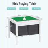 Mesa de construcción de bloques de doble cara 2 en 1 con cajones para niños - Blanca