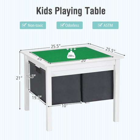 Mesa de construcción de bloques de doble cara 2 en 1 con cajones para niños - Blanca