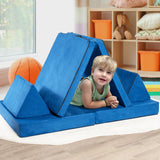 Juego de sofá convertible para niños de 4 piezas con 2 alfombrillas plegables - Amarillo