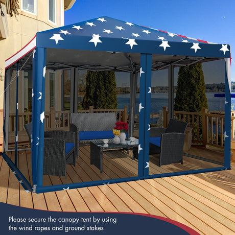 Carpa Toldo Plegable Instantáneo de 3 m x 3 m Fácil de Montar con Mosquitera