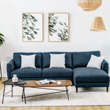 L-Shaped Fabric Sectional Sofa with Chaise Lounge and Solid Wood Legs
