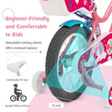 Bicicleta infantil de 16 pulgadas con ruedas de entrenamiento y cesta de almacenamiento