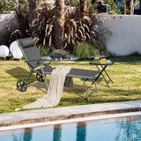 Tumbona plegable ajustable para patio con ruedas