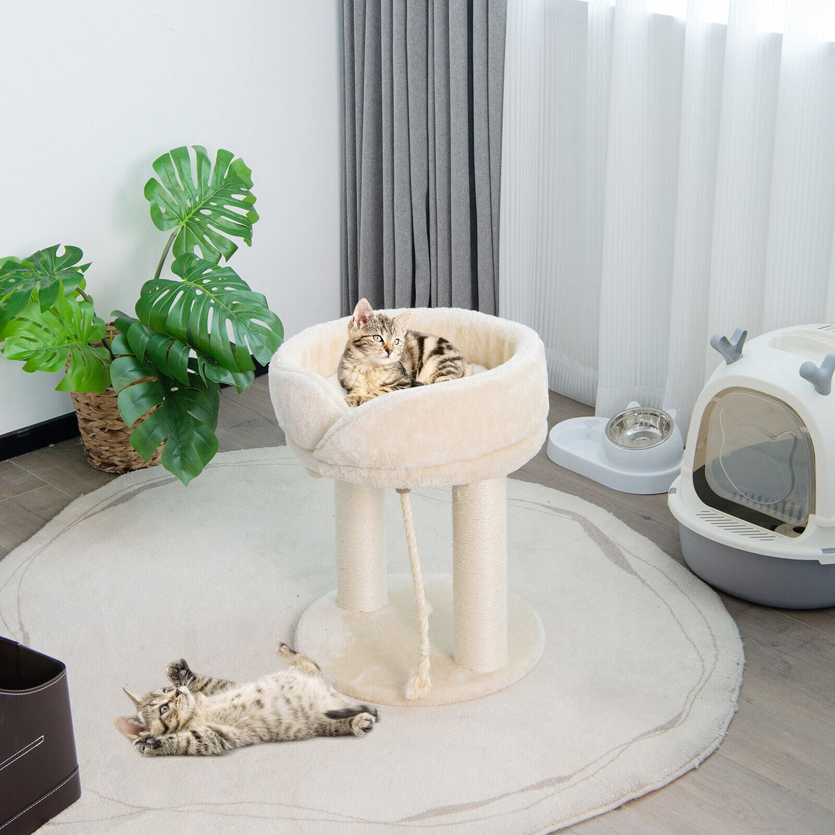 Árbol para gatos con plataformas de felpa y rascador