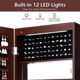 Joyero con espejo para puerta de pared con cerradura y luces LED