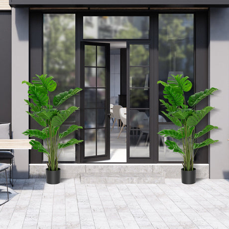 Set de 2 Piezas de Árbol Artificial Monstera de 5 Pies