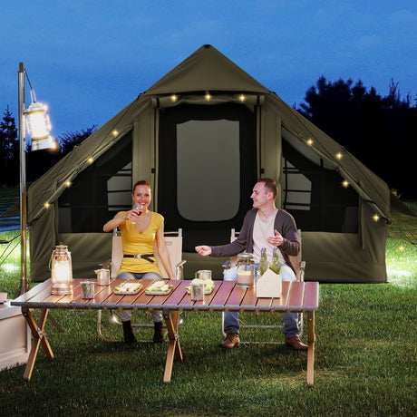 Tienda de campaña inflable para 4-6 personas con 4 ventanas de malla mosquitera y 2 puertas