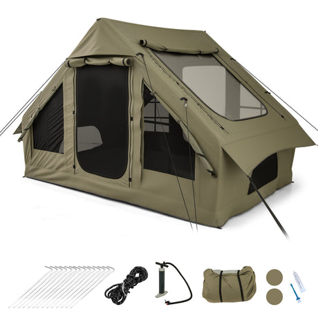 Tienda de campaña inflable para 4-6 personas con 4 ventanas de malla mosquitera y 2 puertas