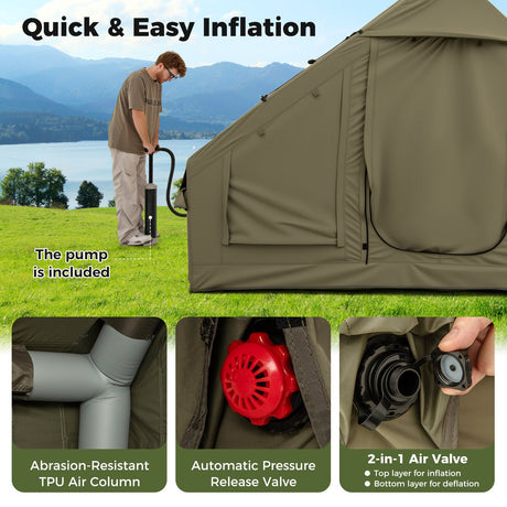 Tienda de campaña inflable para 4-6 personas con 4 ventanas de malla mosquitera y 2 puertas