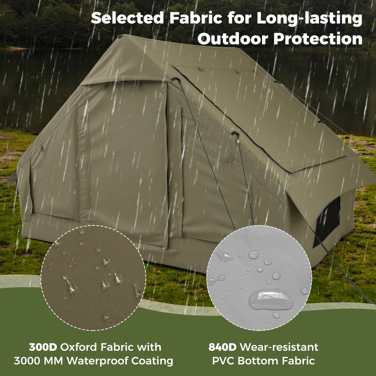 Tienda de campaña inflable para 4-6 personas con 4 ventanas de malla mosquitera y 2 puertas