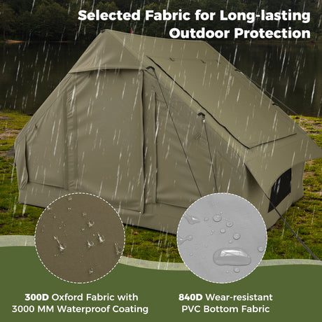 Tienda de campaña inflable para 4-6 personas con 4 ventanas de malla mosquitera y 2 puertas