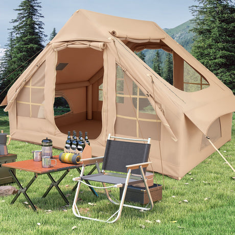 Tienda de campaña inflable para 4-6 personas con 4 ventanas de malla mosquitera y 2 puertas