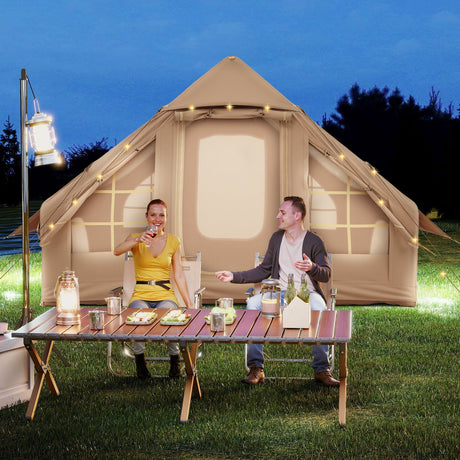 Tienda de campaña inflable para 4-6 personas con 4 ventanas de malla mosquitera y 2 puertas