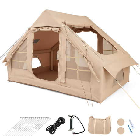 Tienda de campaña inflable para 4-6 personas con 4 ventanas de malla mosquitera y 2 puertas