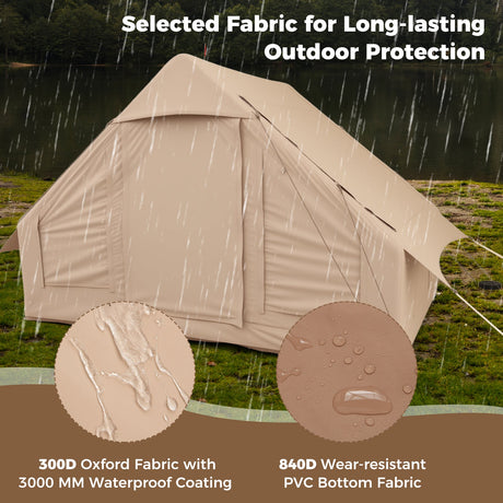 Tienda de campaña inflable para 4-6 personas con 4 ventanas de malla mosquitera y 2 puertas