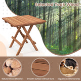 Square Patio Folding Table Indonesia Teak Wood with Slatted Tabletop Portable for Picnic