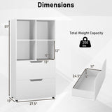 4-Cube Bookcase with 2 Drawers 51 inch 5-Tier Tall Freestanding Bookshelf