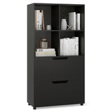 4-Cube Bookcase with 2 Drawers 51 inch 5-Tier Tall Freestanding Bookshelf