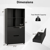 4-Cube Bookcase with 2 Drawers 51 inch 5-Tier Tall Freestanding Bookshelf
