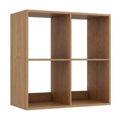 4 Cube Bookshelf with Back Guardrail for Living Room Bedroom