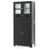 Armario de baño de 3 niveles independiente con 2 cajones y puertas de cristal
