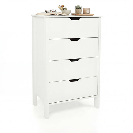Cómoda de 4 Cajones de Madera con Kit Antivuelco - Blanco