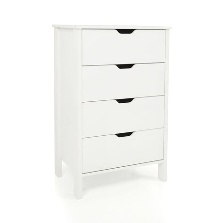 Cómoda de 4 Cajones de Madera con Kit Antivuelco - Blanco