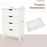 4-Drawer Dresser Wooden Nightstand with Anti-Tipping Kits-White