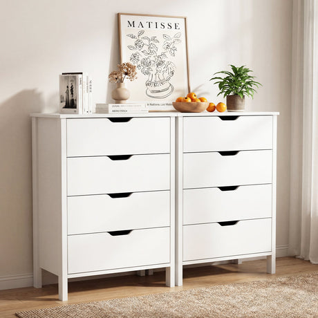 Cómoda de 4 Cajones de Madera con Kit Antivuelco - Blanco