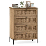 4-Drawer Dresser with Interlocking Mechanism and Metal Legs for Bedroom-Oak