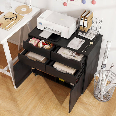 4 Drawer File Cabinet with Wheels for Home Office Organization