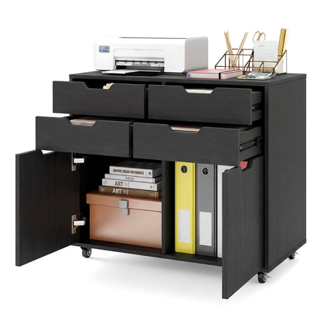 4 Drawer File Cabinet with Wheels for Home Office Organization