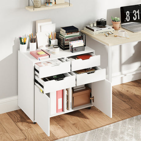 4 Drawer File Cabinet with Wheels for Home Office Organization