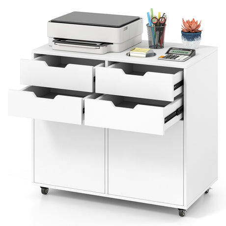 4 Drawer File Cabinet with Wheels for Home Office Organization