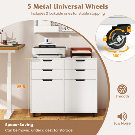 4 Drawer File Cabinet with Wheels for Home Office Organization