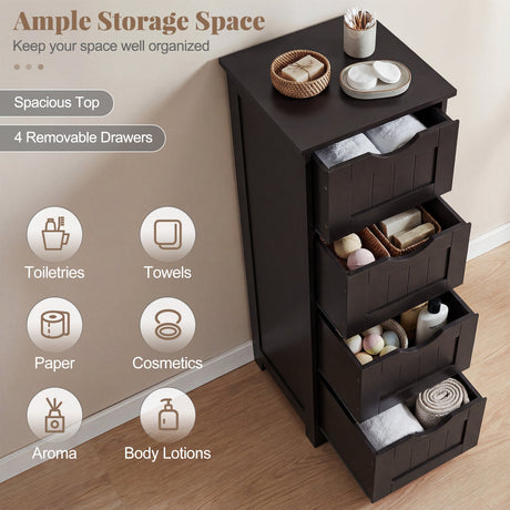 Mueble de suelo independiente de 4 cajones con dispositivo antivuelco
