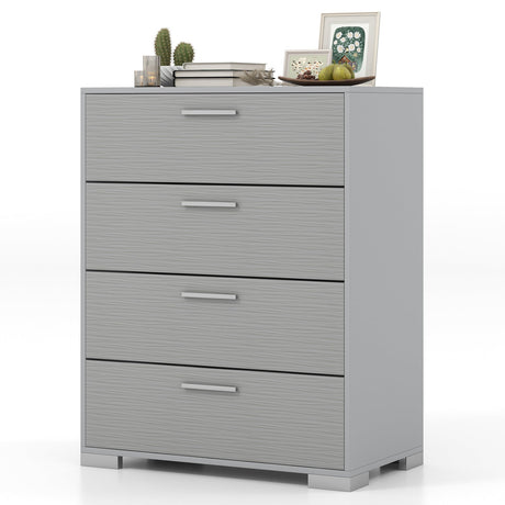 Mueble de almacenamiento de 4 cajones con patas de metal y asas con dispositivos antivuelco