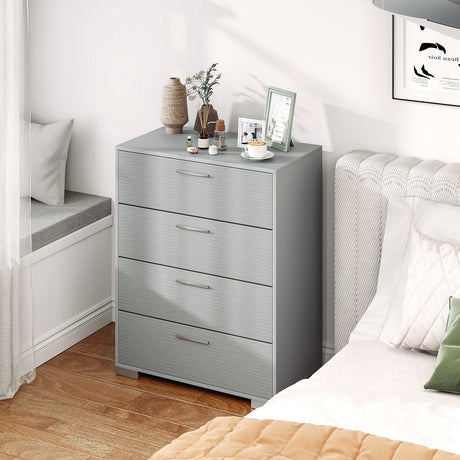 Mueble de almacenamiento de 4 cajones con patas de metal y asas con dispositivos antivuelco
