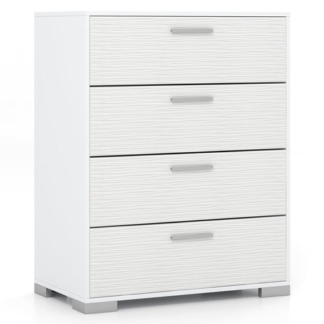 Mueble de almacenamiento de 4 cajones con patas de metal y asas con dispositivos antivuelco