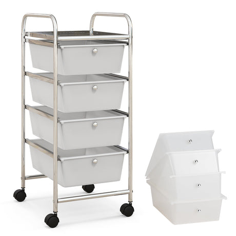 Organizador de carrito de 4 cajones con ruedas y cajones de plástico
