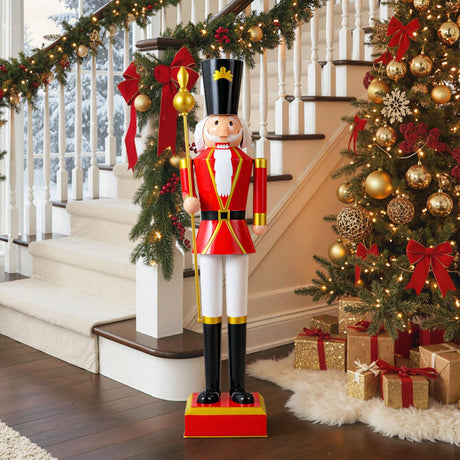 Cascanueces de Navidad de 4 pies con sombrero de copa y hermoso cetro