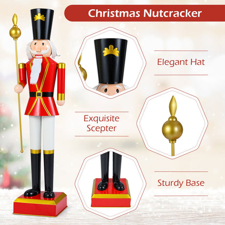 Cascanueces de Navidad de 4 pies con sombrero de copa y hermoso cetro
