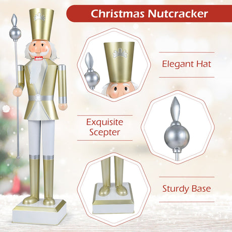 Cascanueces de Navidad de 4 pies con sombrero de copa y hermoso cetro