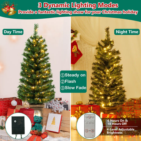 Árbol de Navidad en Maceta Preiluminado de 4 Pies