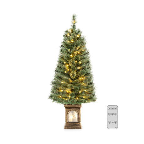 Árbol de Navidad Pre-Iluminado de 4 Pies con Maceta y Agujas de Pino