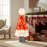 4 Feet Artificial Christmas Tree with 300 Branch Tips and 100 Warm White LED Lights