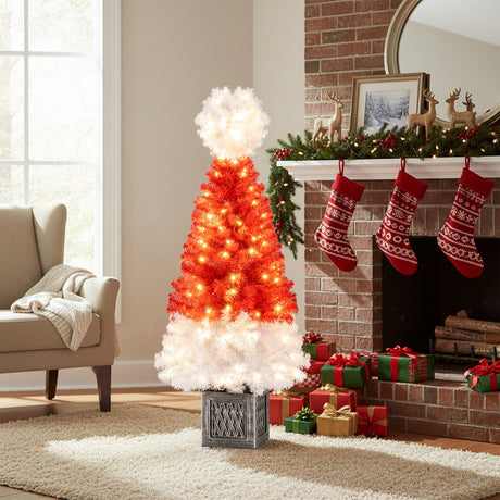Árbol de Navidad Artificial de 1.20 m con 300 Puntas de Rama y 100 Luces LED Blancas Cálidas