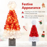 4 Feet Artificial Christmas Tree with 300 Branch Tips and 100 Warm White LED Lights