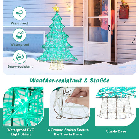 Árbol de Navidad Artificial Iluminado de 4 Pies con 520 Luces LED y Estrella Superior