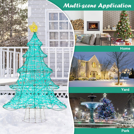 Árbol de Navidad Artificial Iluminado de 4 Pies con 520 Luces LED y Estrella Superior